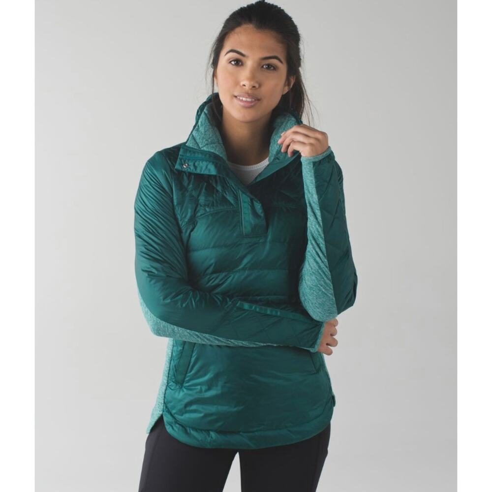 Lululemon Down For Run Pullover Jacket Forage Tea… - image 2